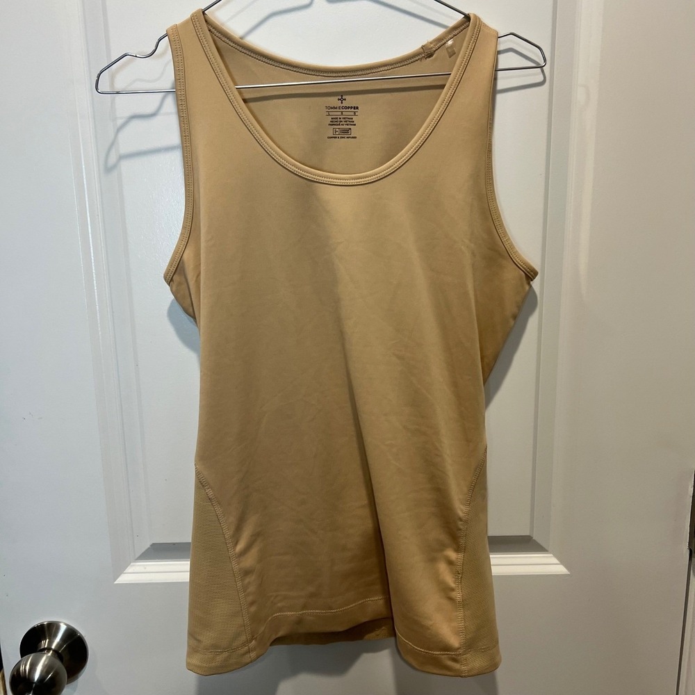 Tommie Copper Womens Tank Top Compression Infused Tan Large